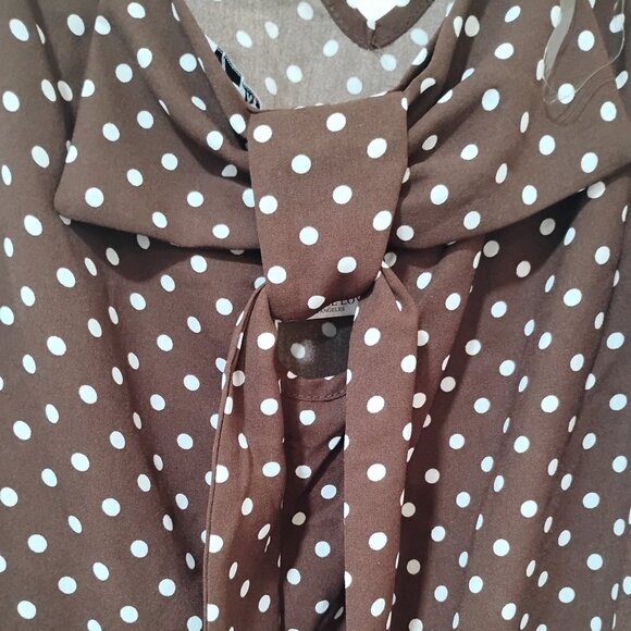 Love to be Loved | Womens Polka Dot Brown Top with Bow | Size 3XL - Picture 2 of 5